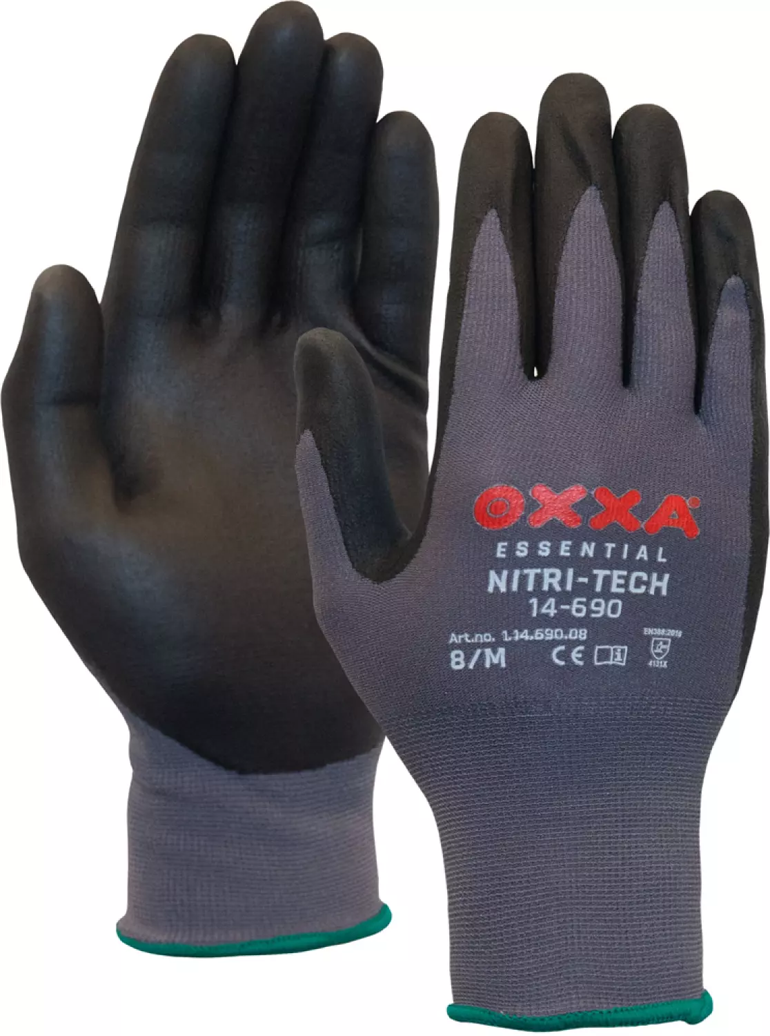 Oxxa 14-690 Gants de travail Nitri-Tech - Noir/Gris - 8/M-image