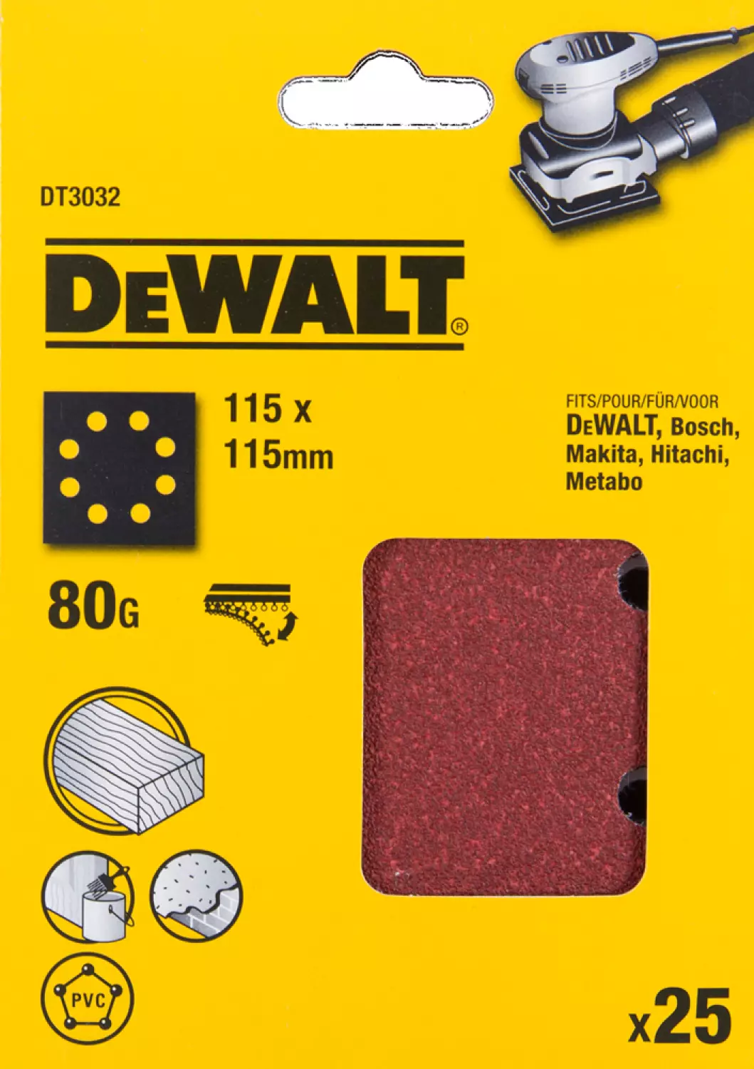 DeWALT DT3032 Sandel plat - K80 - 115 x 115 mm (25e)-image