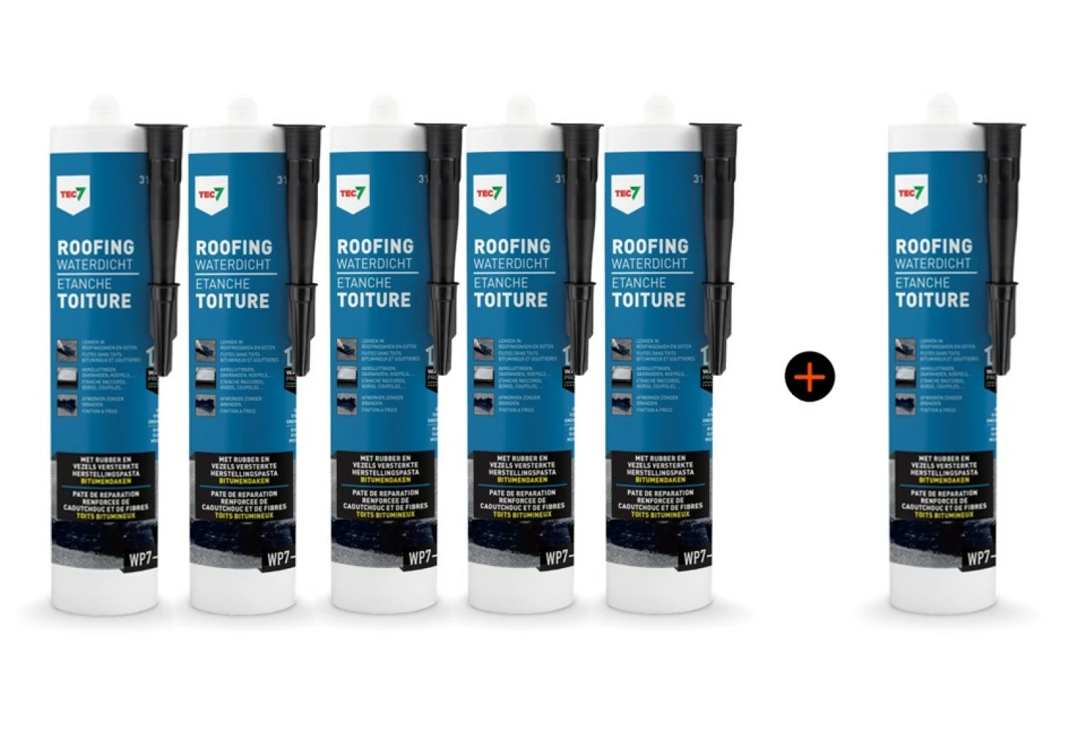 TEC7 WP7-301 Roofing Waterdicht - 310ml - 5 stuks + 1 gratis-image