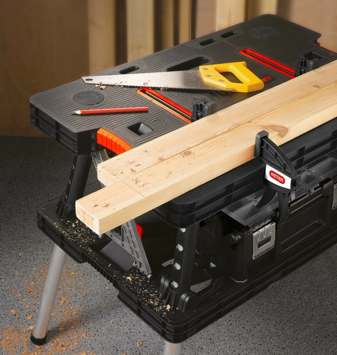 Keter 237005 Établi pliant - noir/rouge - capacité de charge : 450 kg-image