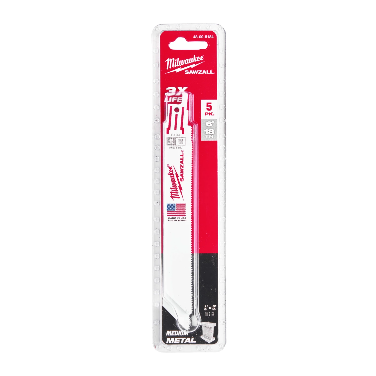 Milwaukee 48475184 Sawzall Reciprozaagblad Thin Kerf - 150 x 18TPI - metaal - 5st-image