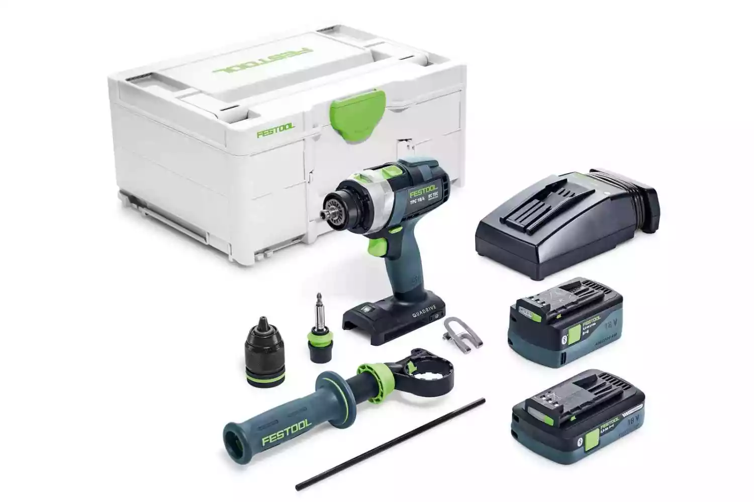 Festool TPC 18/4 5,2/4,0 I-Plus QUADRIVE 18V Li-Ion accu klopboormachine set (1x 4,0Ah & 1x 5,2Ah) in systainer - 75Nm-image