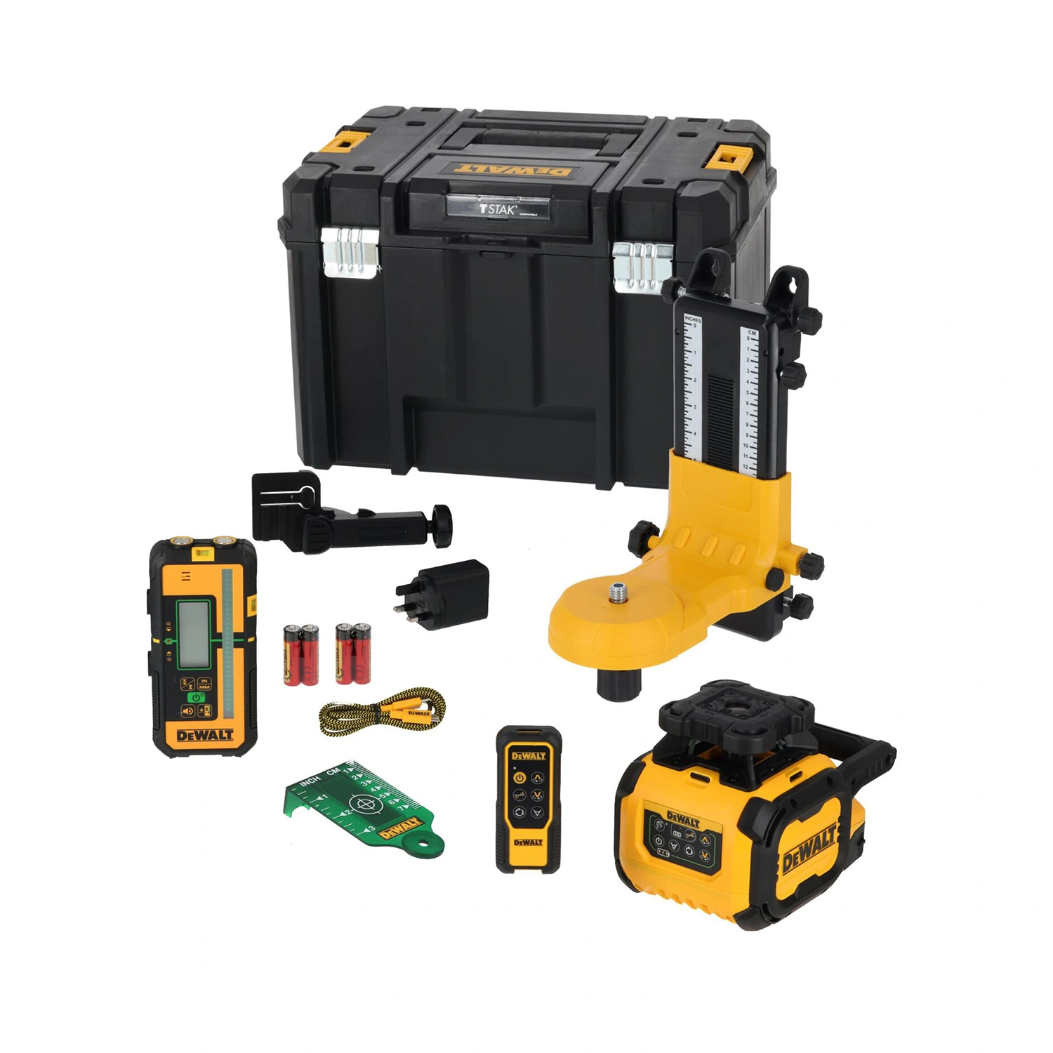 DeWALT DCLE15221G-QW​​ Roterende Laser set incl. statief, ontvanger en meetlat in koffer - rood - 30m - IP66