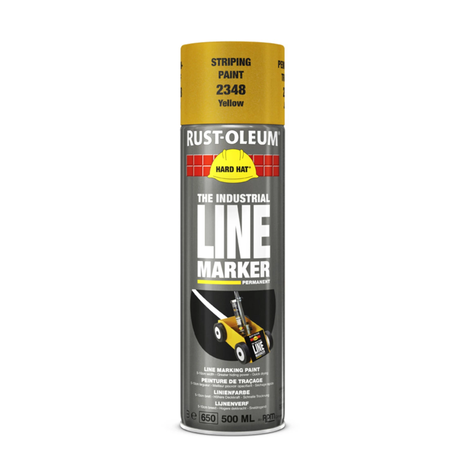 Rust-Oleum Hard Hat Peinture de ligne Aérosol 2348 - Jaune - 0,5L-image