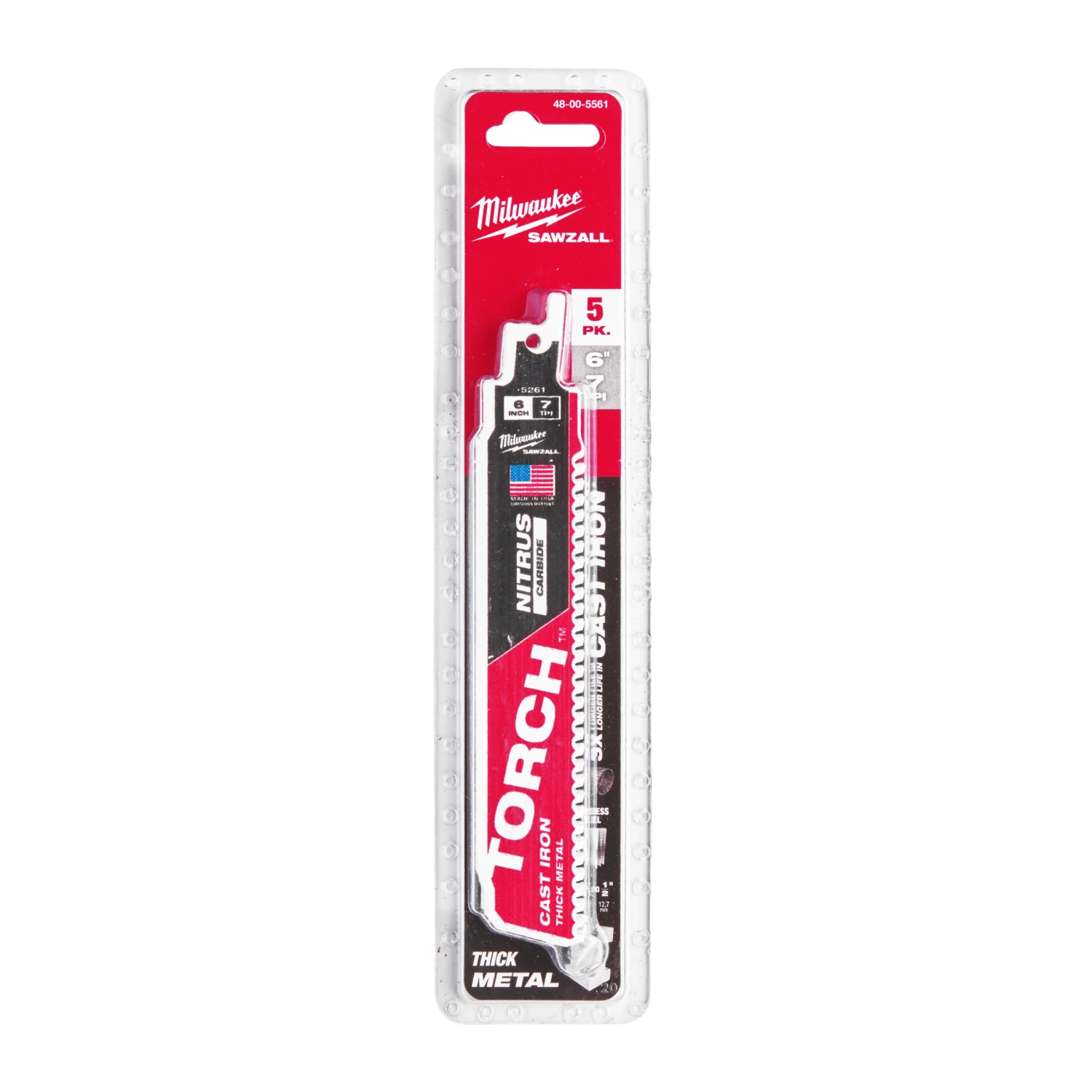 Milwaukee 48475561 Lame de scie alternative Sawzall TCT TORCH NITRUS - 150 x 8TPI - métal - 5 pcs.-image