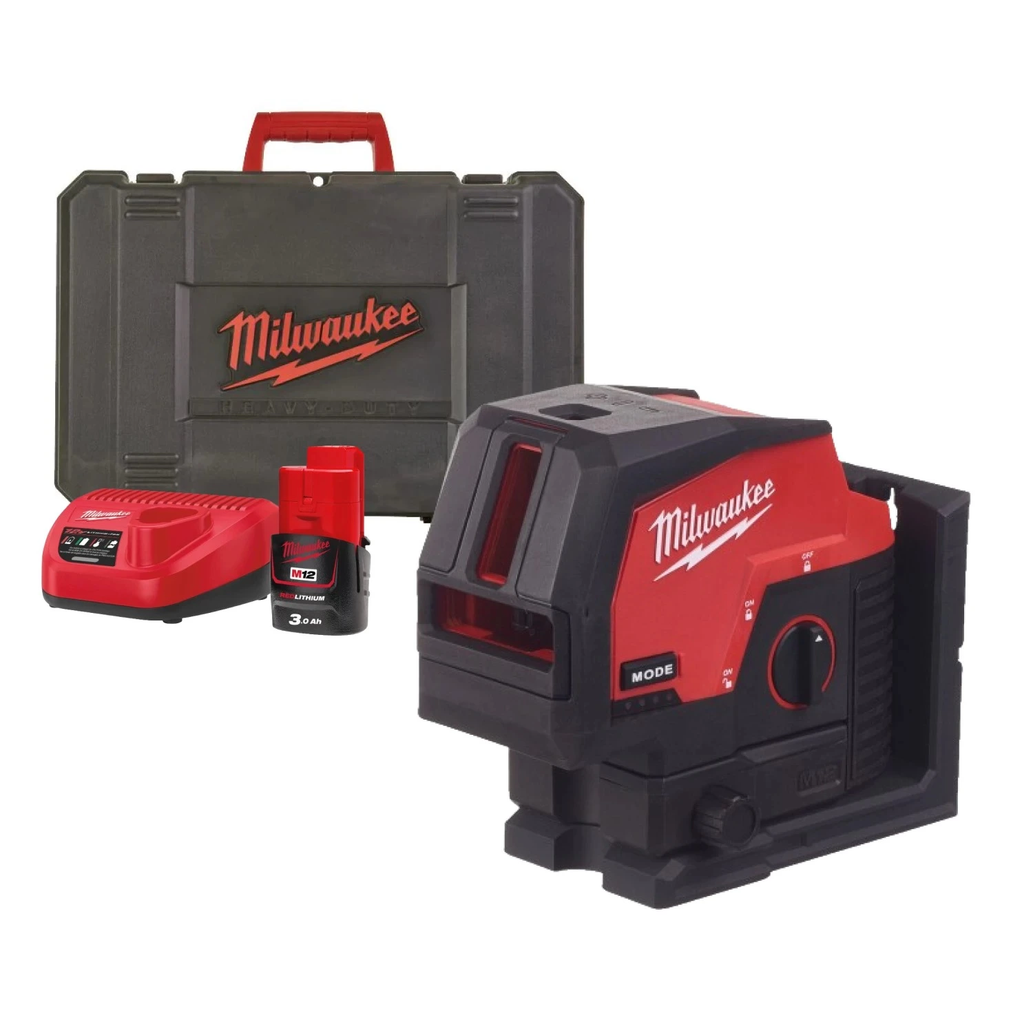 Milwaukee M12 CLLP-301C 12V Li-Ion accu laser set (1x 3,0Ah) in koffer - 2 lijnen - Groen - 38m-image