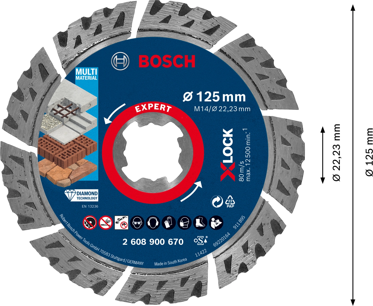 Bosch EXPERT 2608900670 - EXPERT Disque diamanté X-LOCK Multi Material 125 x 22,23 x 2,4 x 12 mm-image