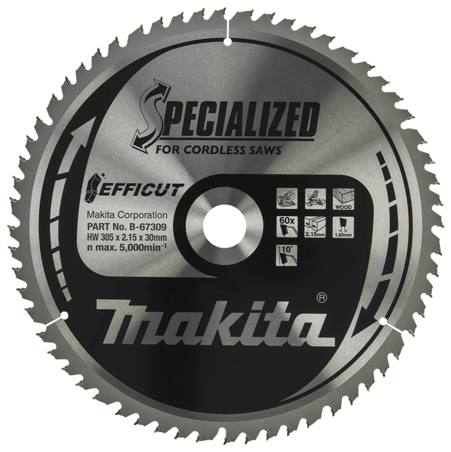 Makita B -67256 Lame de scie circulaire - 305 x 30 x 2,15 mm - 60 dents - Bois-image