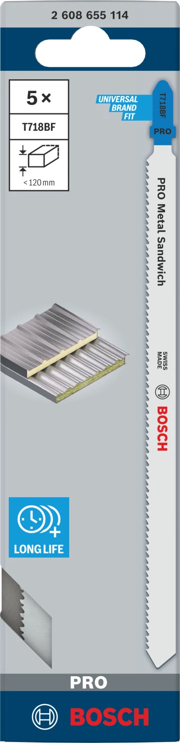 Lames de scie sauteuse Bosch 2608655114 PRO T718BF Senwich - métal (5 pièces)-image