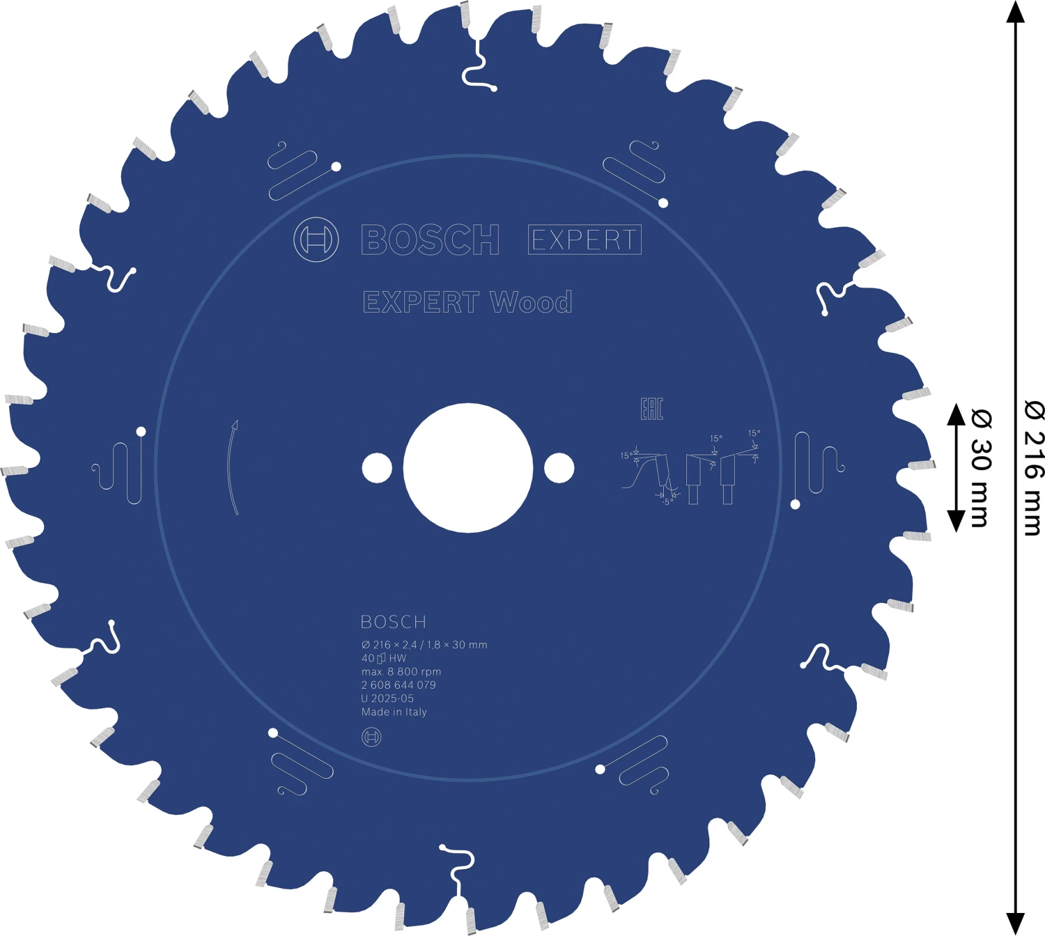 Bosch 2608644079 Expert Cirkelzaagblad - 216 x 30 x 40T - Hout - Carbide-image