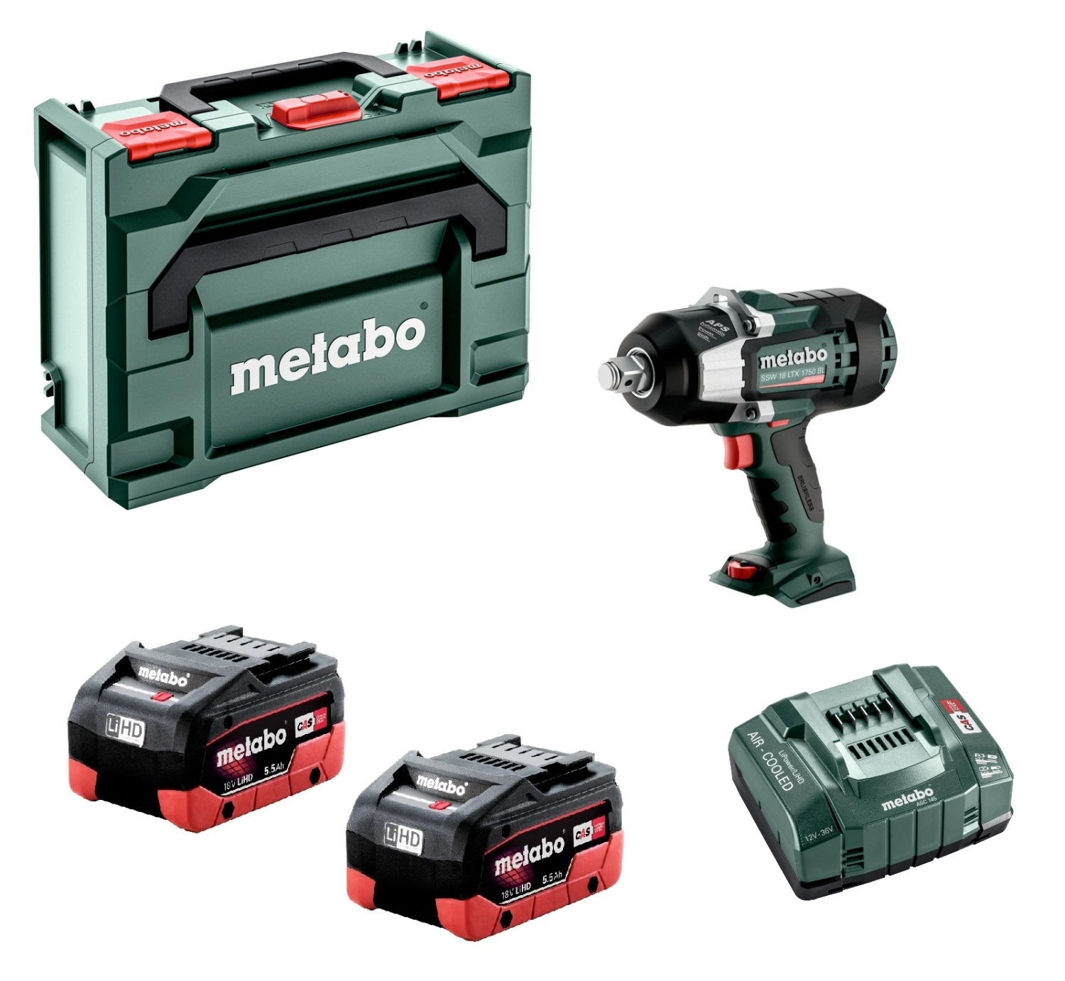 Metabo SSW 18 LTX 1750 BL Jeu de clés à chocs sans fil 18V Li-ion (2x5.5Ah LiHD batterie) dans Metabox-image