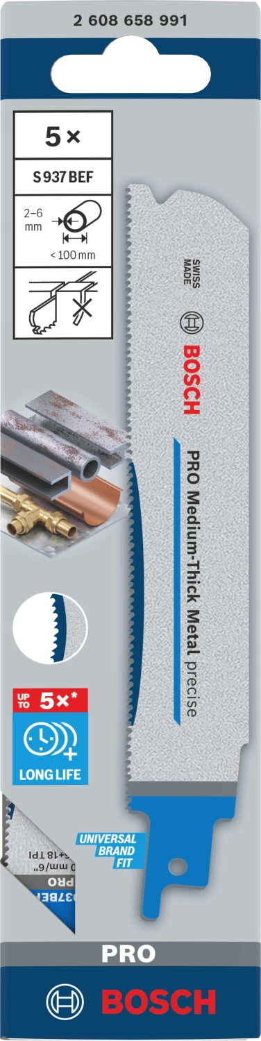 Bosch 2608658991 / S937BEF PRO Lame de scie à guichet - Métal - 150 mm (5 pcs)-image