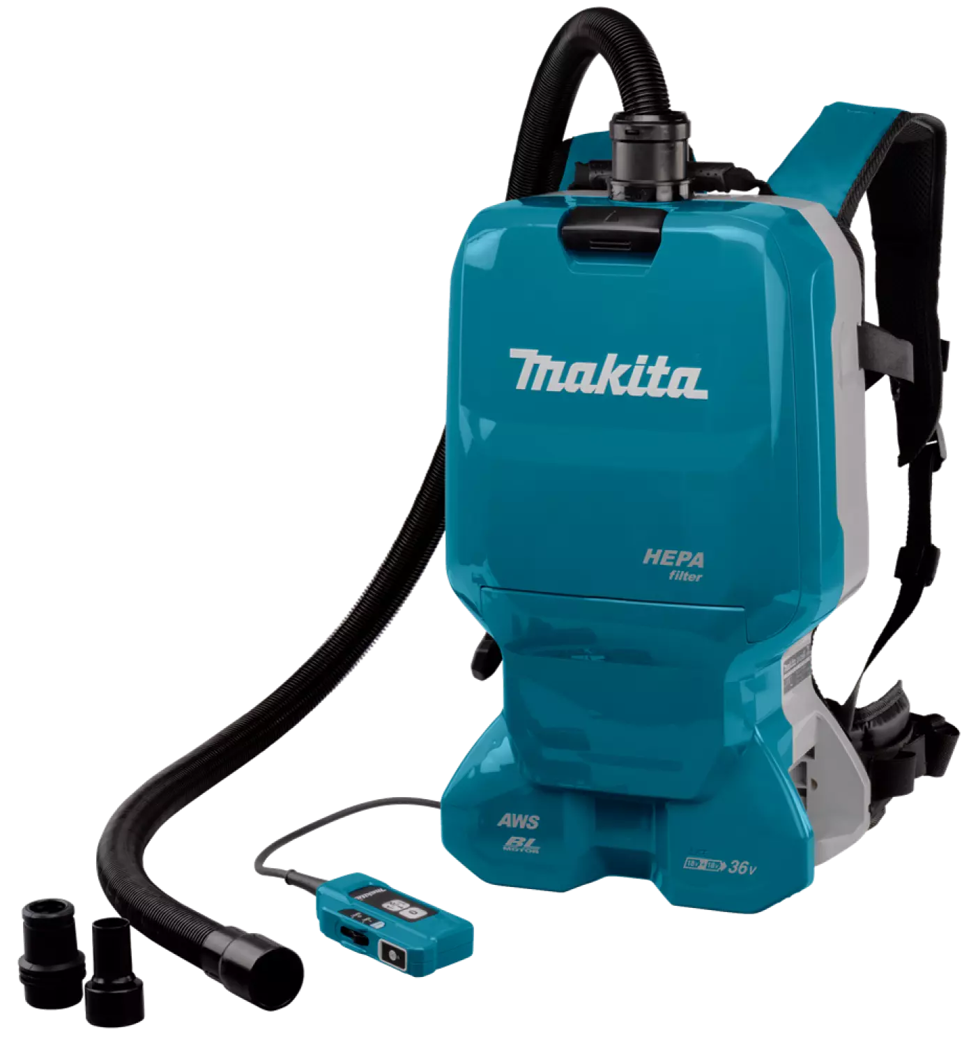 Makita DVC665ZU - Aspirateur dorsal sans-fil - 2 x 18V Li-ion - Avec accessoires - 1800L / min - 110 mbar - Brushless - Machine seule-image