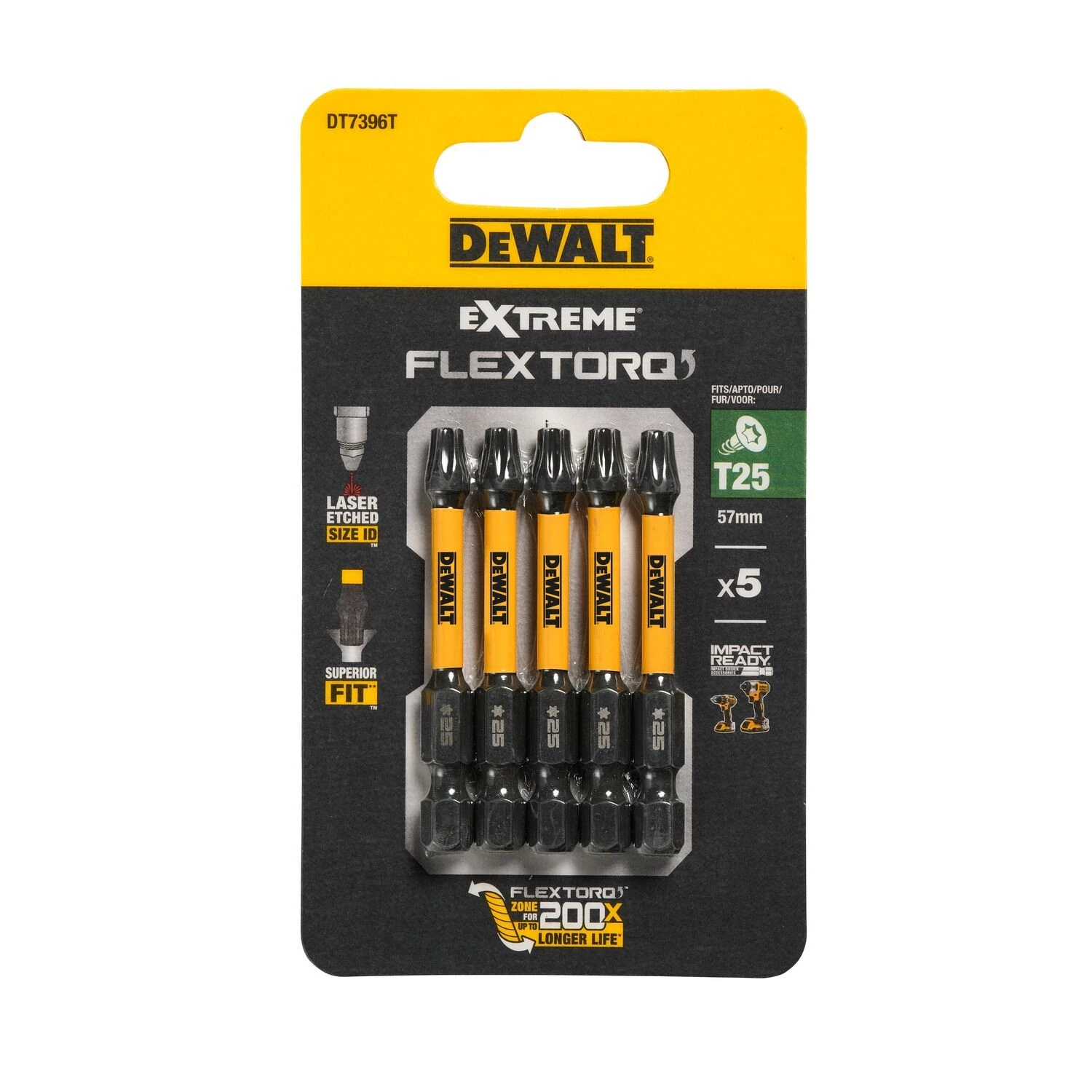 DeWALT DT7396T-QZ Embout à choc - Torx - T25 x 50 mm (5 pièces)-image