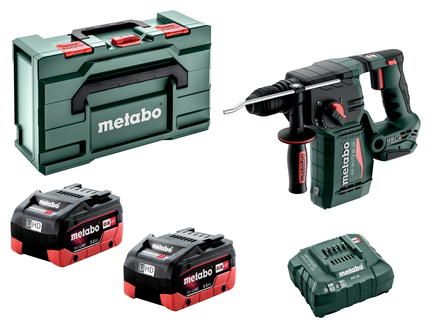 Metabo KH 18 LTX BL 24 18V Li-ion Accu combihamer set (2x5.5Ah LiHD accu) in Metabox-image