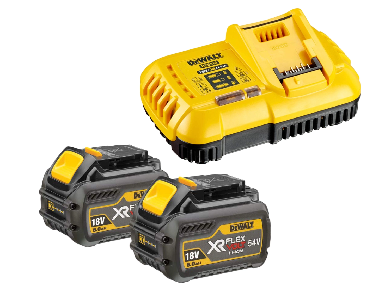 DeWALT DCB118T2 18V / 54V FlexVolt Li-Ion accu starterset (2x 6.0Ah) + lader-image