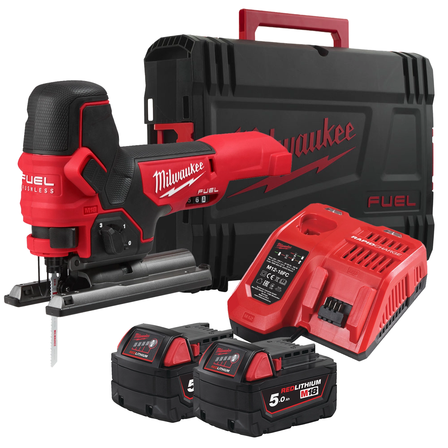Milwaukee M18 FBJS-502X Kit scie sauteuse sans fil 18 V Li-ion (2 batteries 5,0 Ah) dans un coffret HD-image