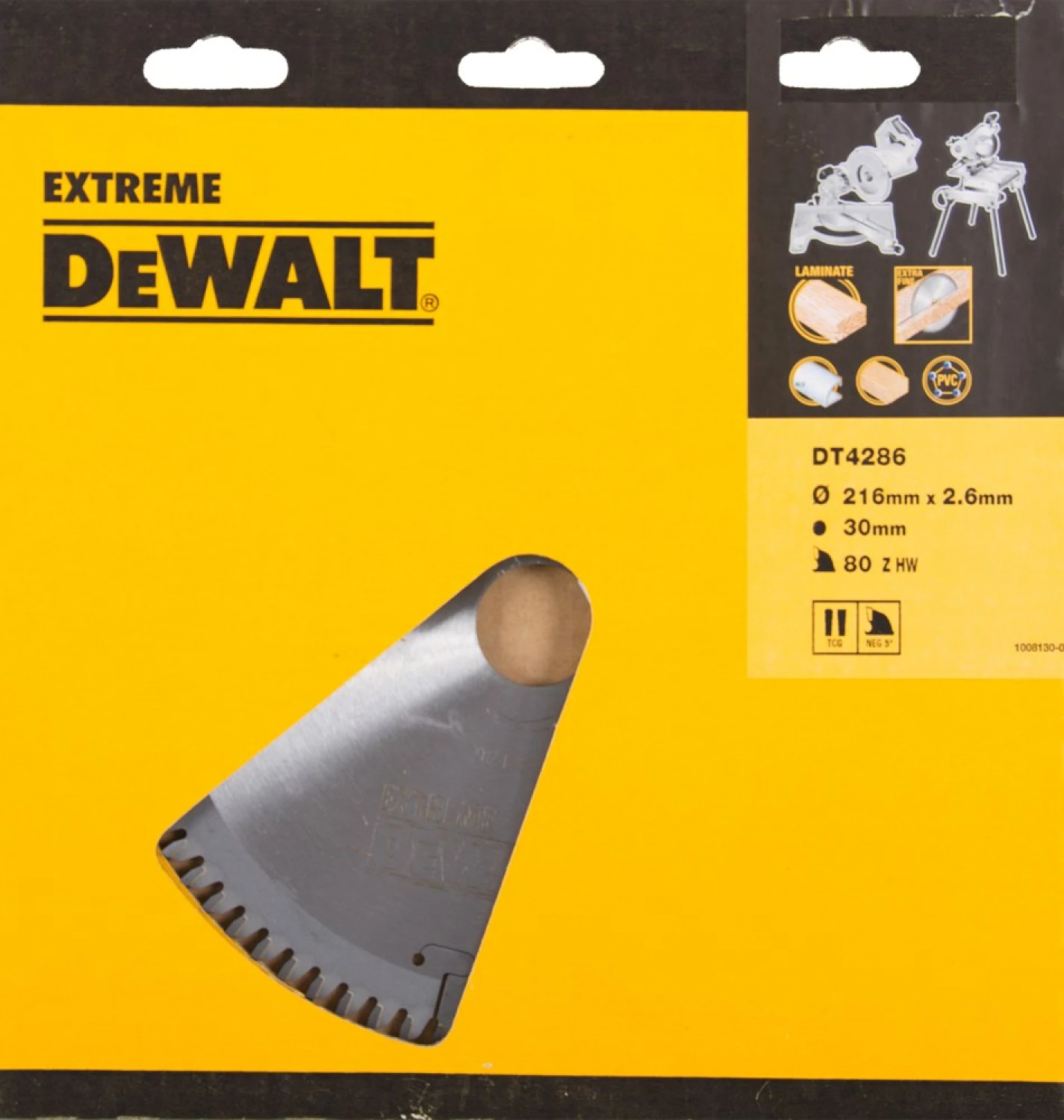 DeWALT DT4286 Extreme Cirkelzaagblad - 216 x 30 x 80T - Hout / Laminaat / MDF/ Aluminium-image