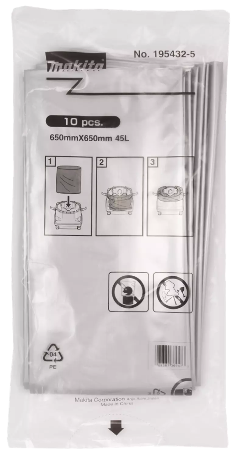 10 sacs poussière Makita 195432-5 - Pour DVC860L - 45L-image