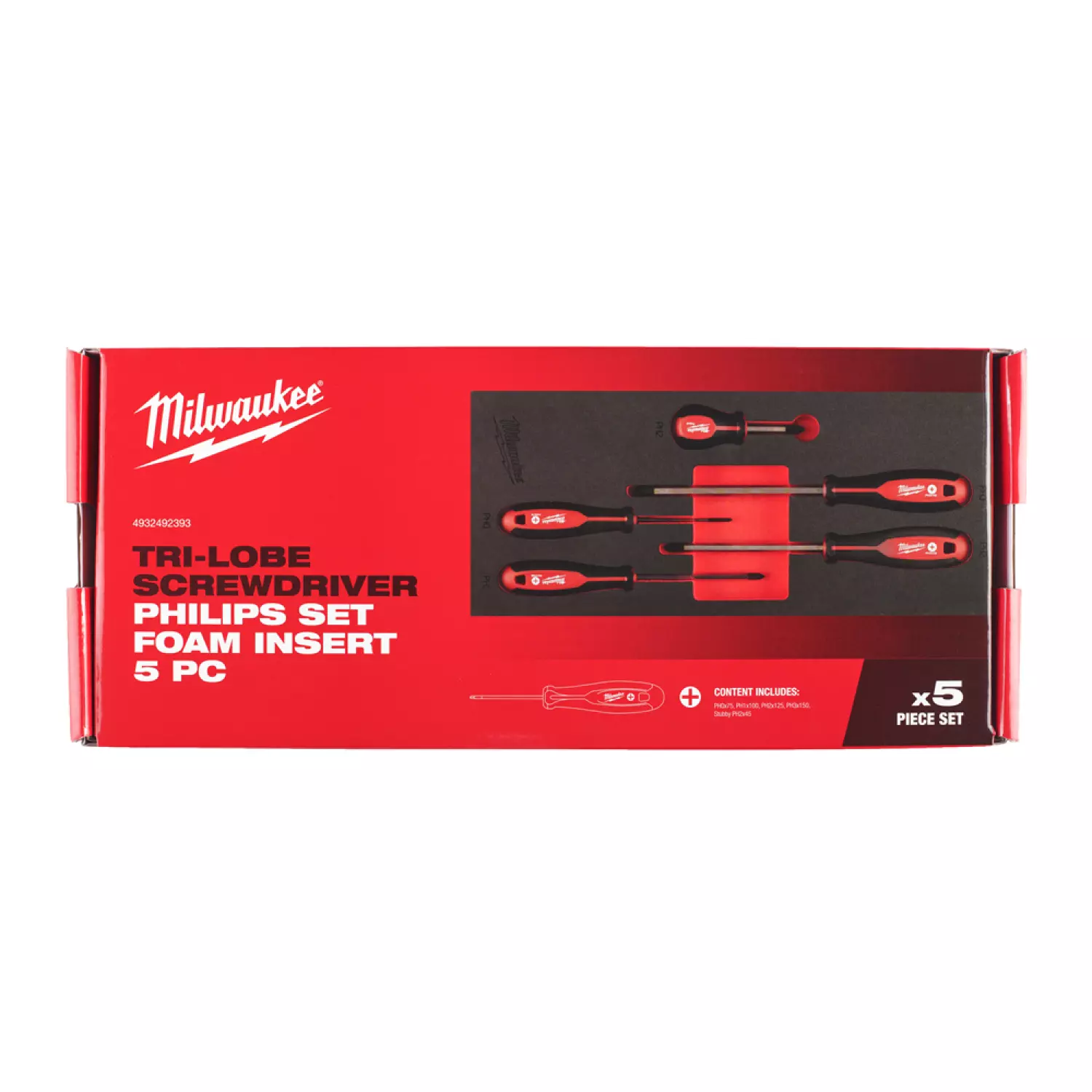 Milwaukee 4932492393 Set de tournevis 5 pièces en mousse - PH-image