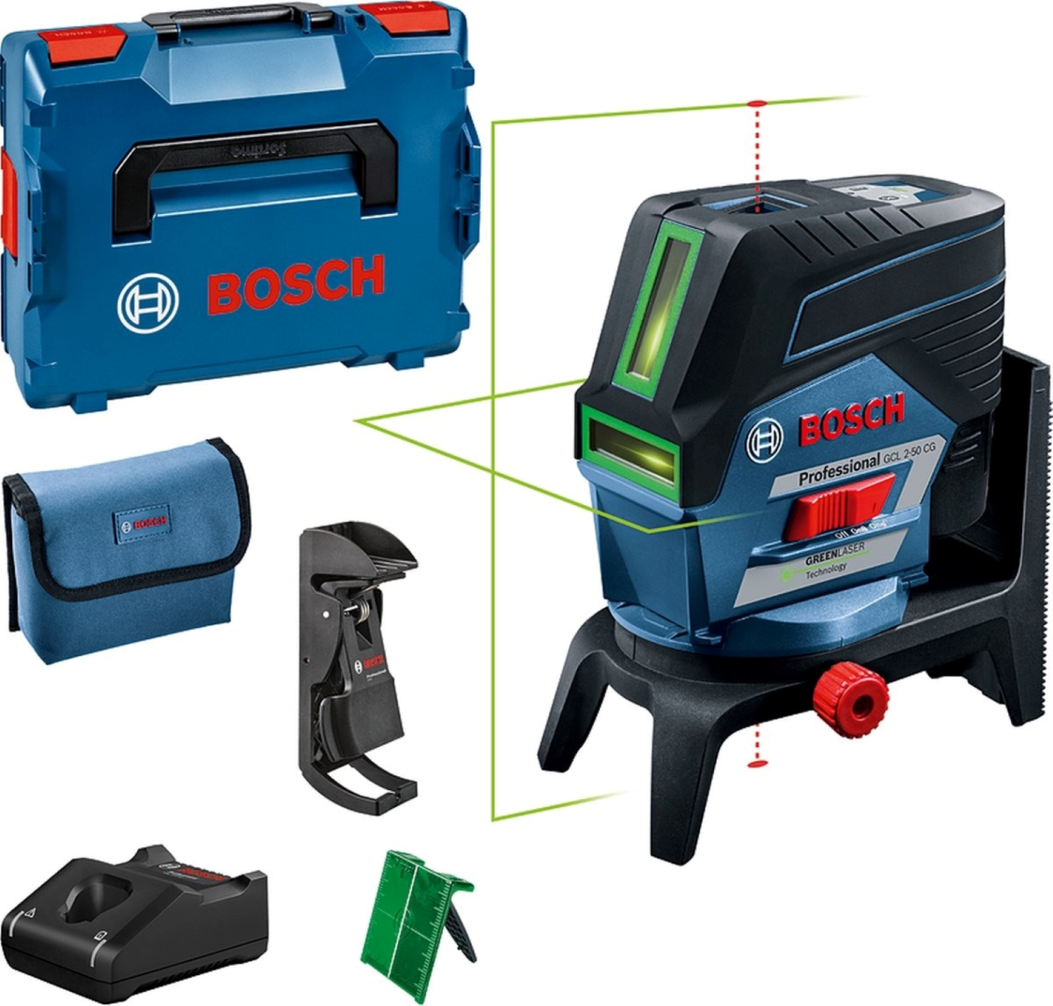 Bosch GCL 2-50 CG 12V Li-Ion accu Kruislijnlaser (1x 2,0Ah accu) set in L-Boxx - 20m-image