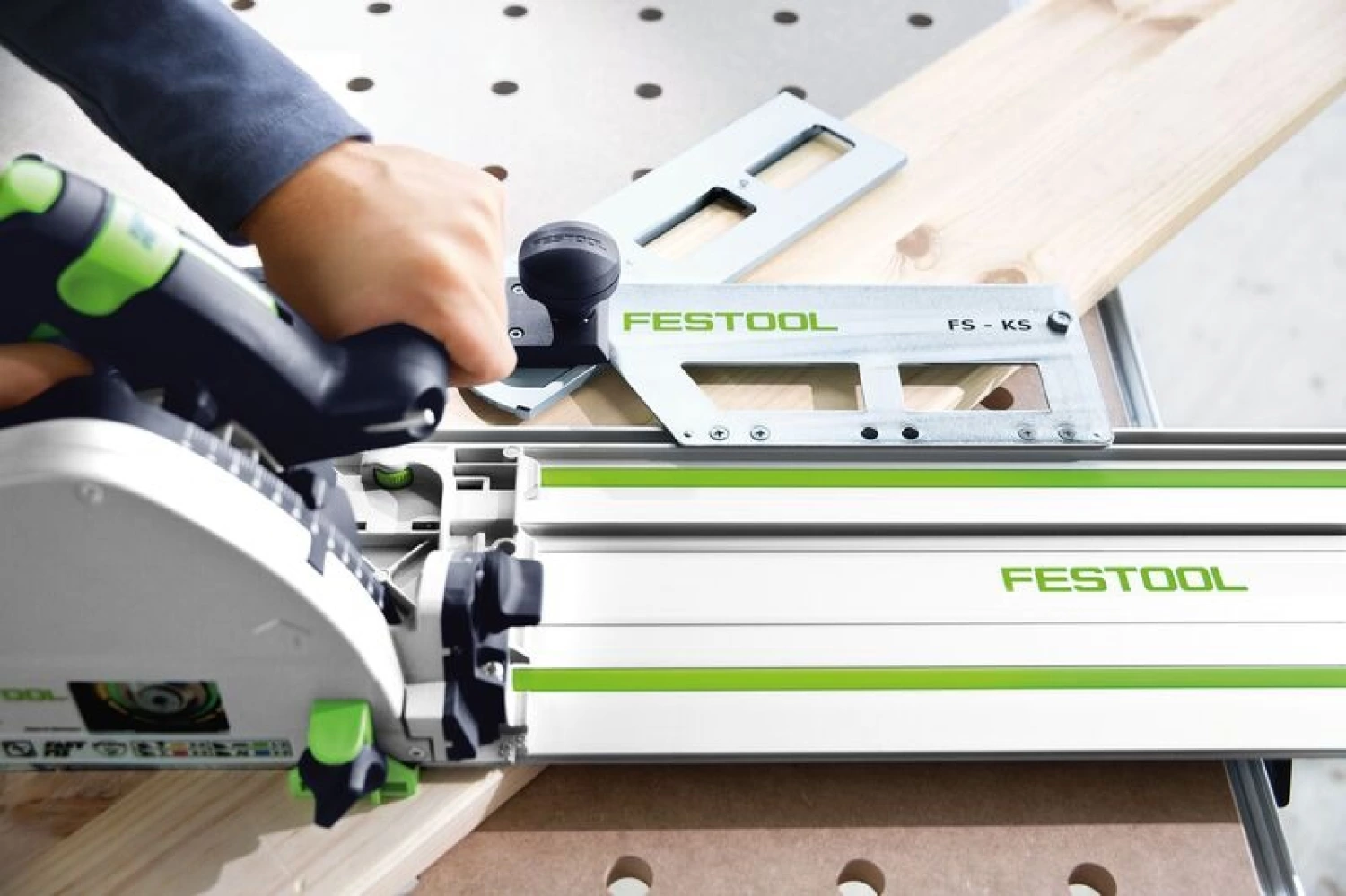 Festool FS 1400/2 Rail de guidage - 1400 mm - avec 2x FSZ 120 pinces à vis-image