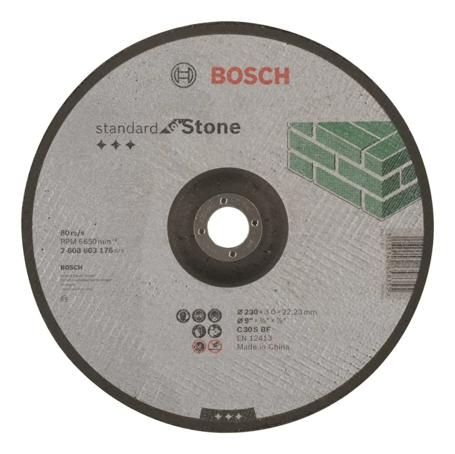 Bosch 2608603176 - Disque à tronçonner à moyeu déporté, Standard for Stone C 30 S, 230 x 22,23 x 3 mm