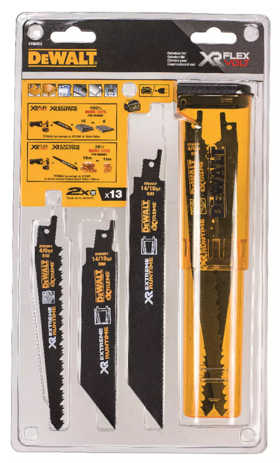 DeWALT DT99550 13 Delige Reciprozaagblad - 152-230mm - Metaal / Hout met spijkers-image