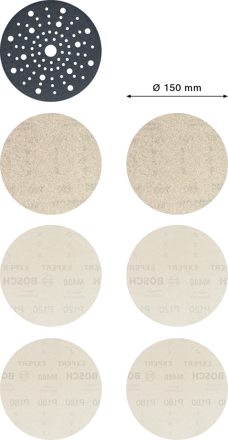 Bosch 2608901203 6-delige Expert M480 Schuurnetset + tussenpad - 150mm-image