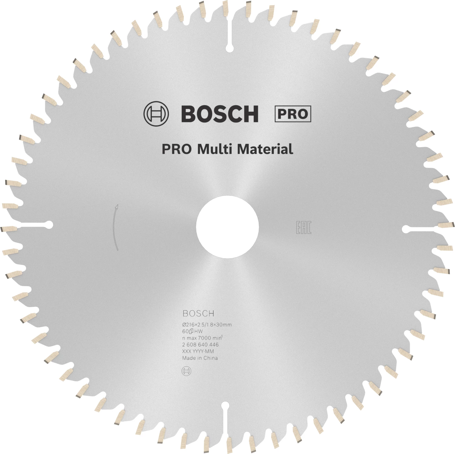 Bosch 2608640446 PRO cirkelzaagblad - 216 x 30 x 60T - multi materiaal-image