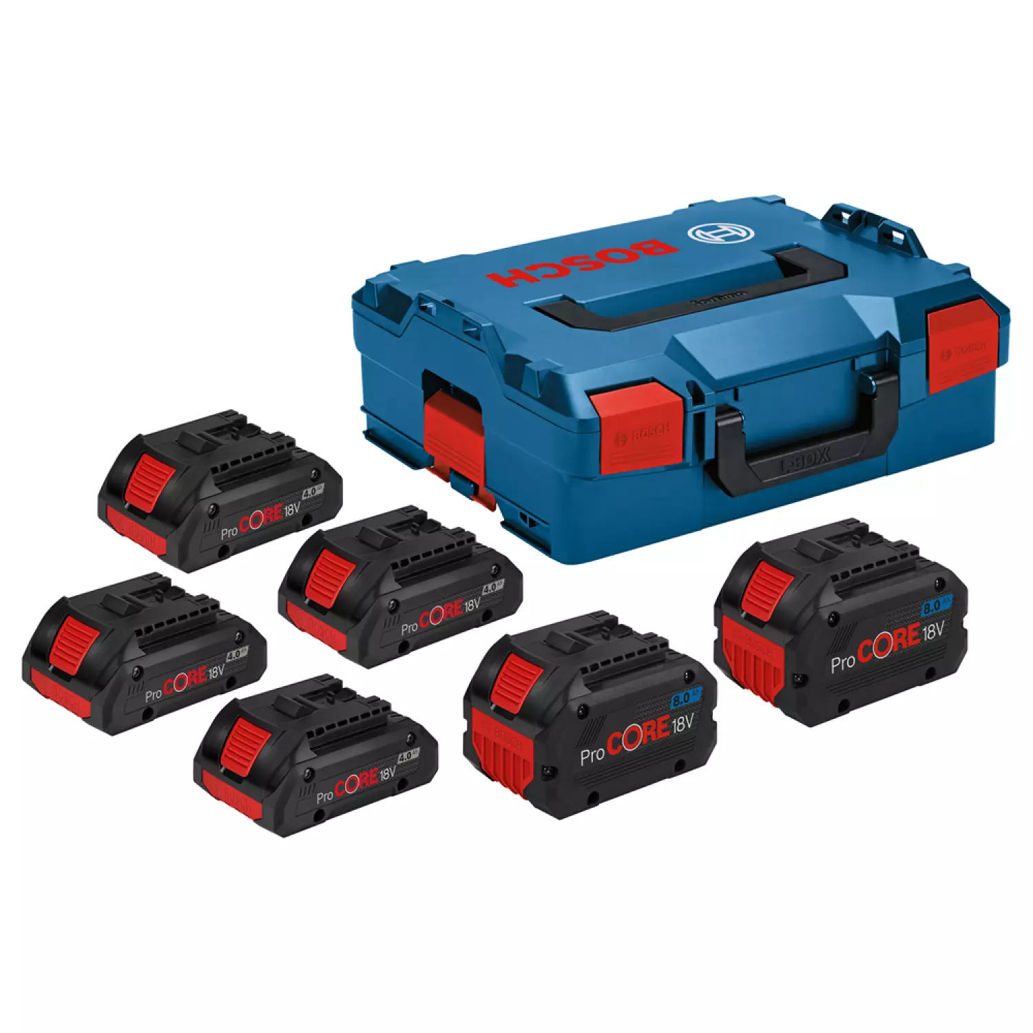 Bosch 1600A02A2T 6-delige 18V ProCore accu set (4x 4,0Ah en 2x 8,0Ah) in L-BOXX-image