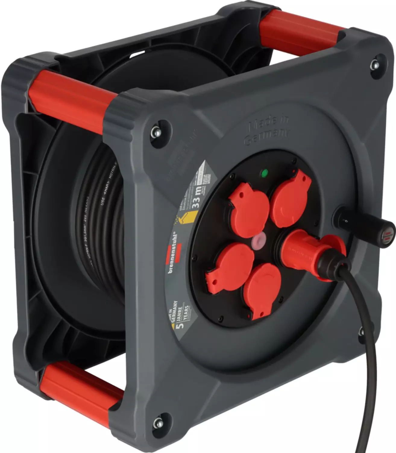 Brennenstuhl Professional KA 3100 Bouwplaats Cube 5-voudig kabelhaspel H07RN-F 3G1.5 - IP44 - 33m - Zwart-image