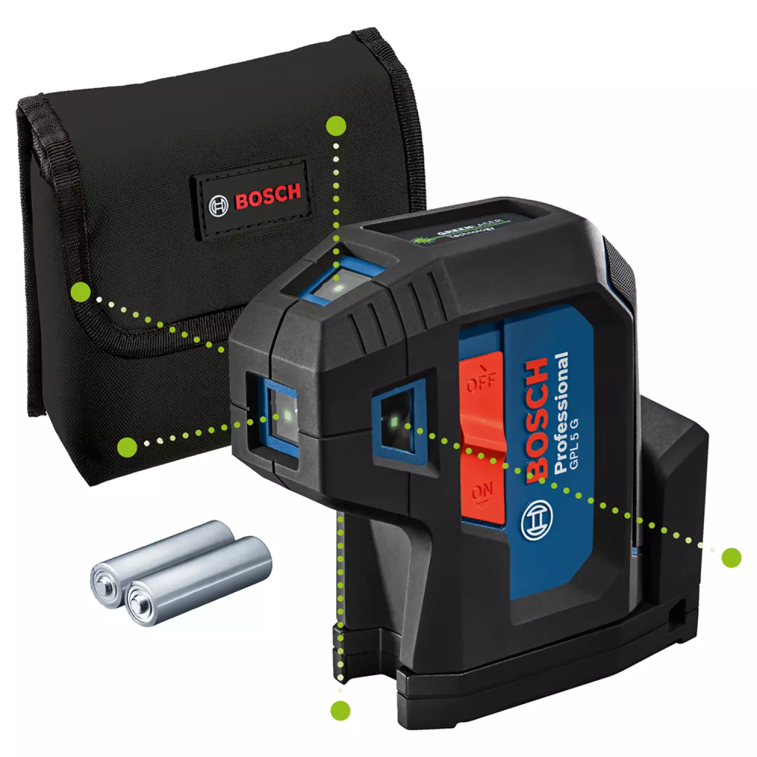 Bosch 0601066P00 - GPL 5 G laser à point, pochette de protection, 2x AA piles-image