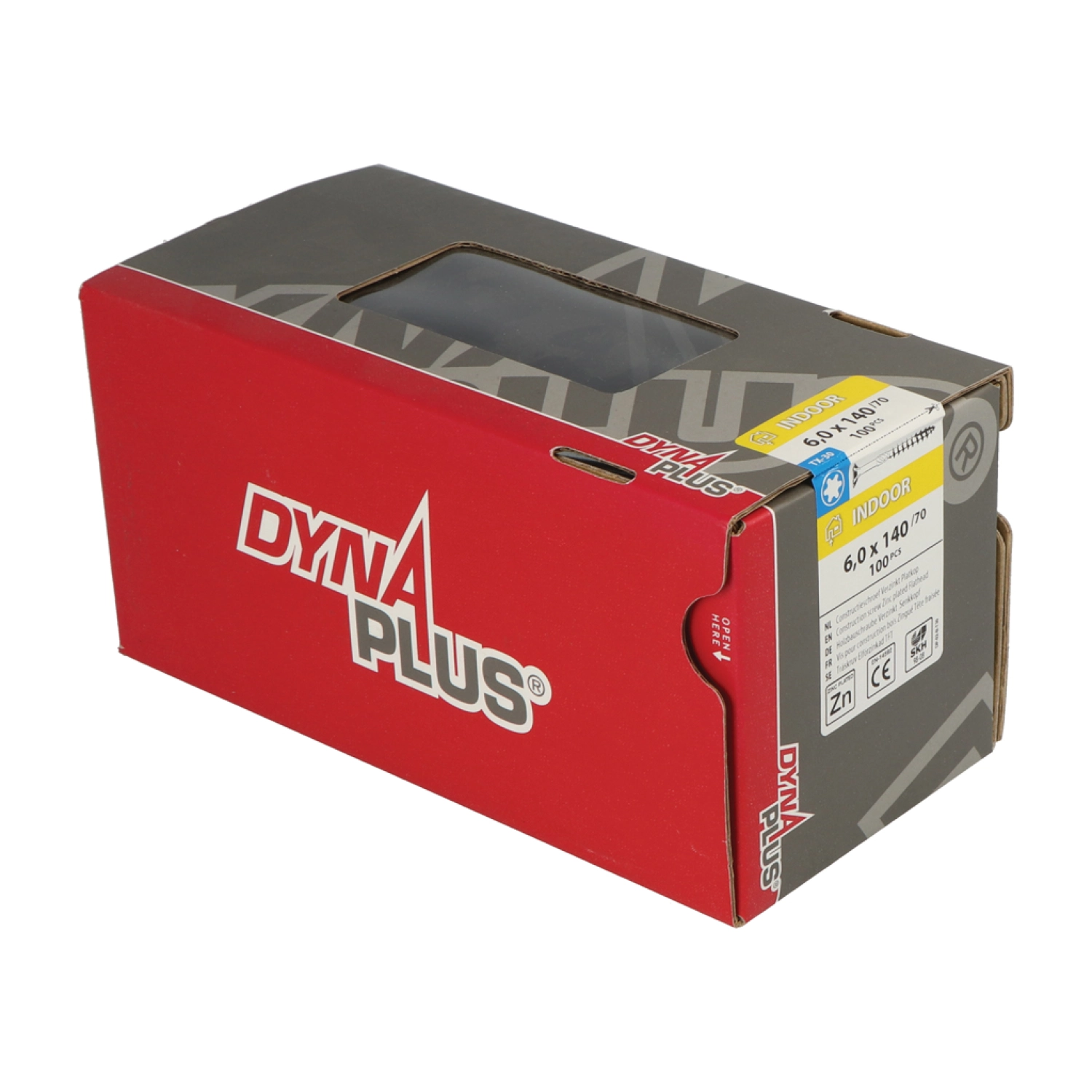 DynaPlus 0281.01.51001 Vis de construction - Tête plate - Filetage partiel - Intérieur - TX30 - 6.0 x 140/70mm (100pcs)-image