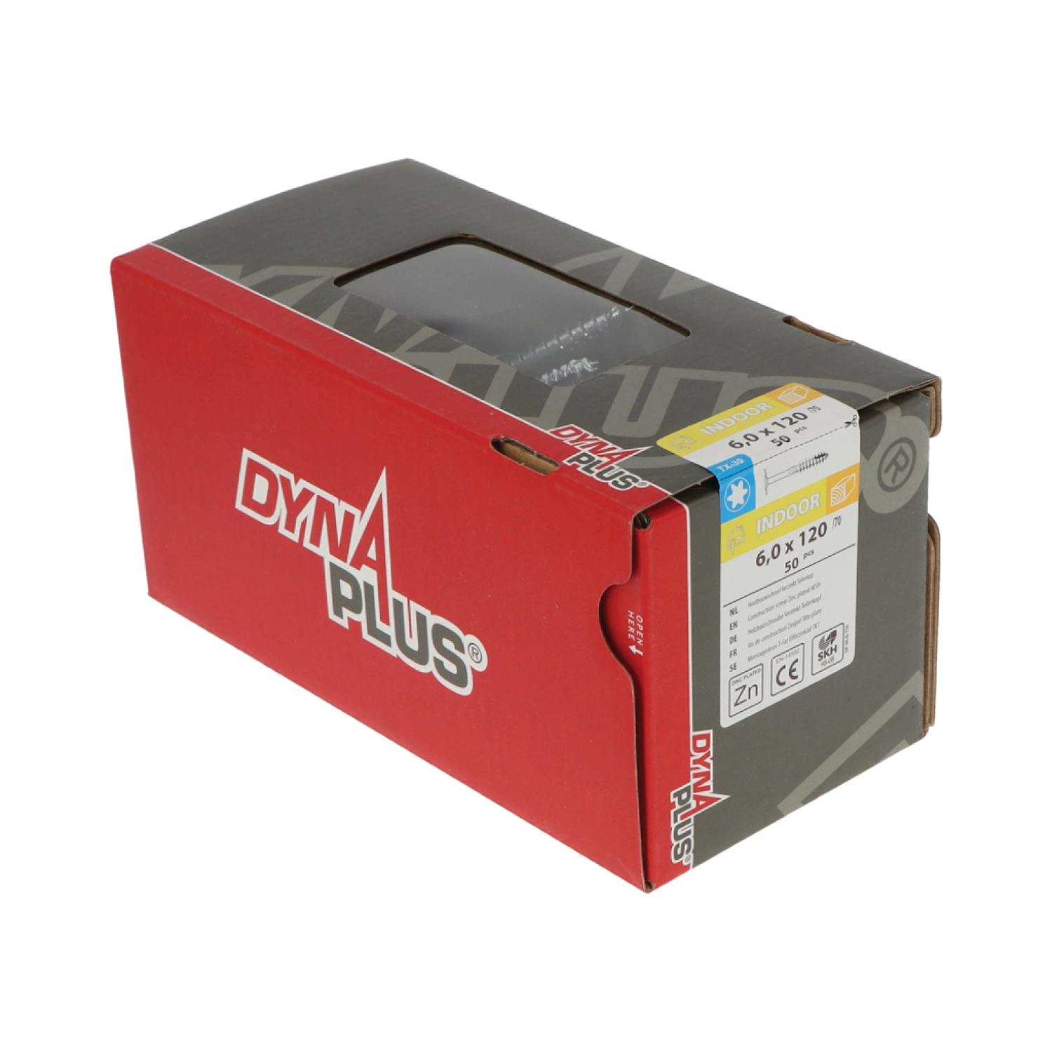 DynaPlus 0286.01.50801 Houtbouwschroef - TX30 - 6.0 x 120/60mm - Tellerkop - Deeldraad - Verzinkt (50st)-image