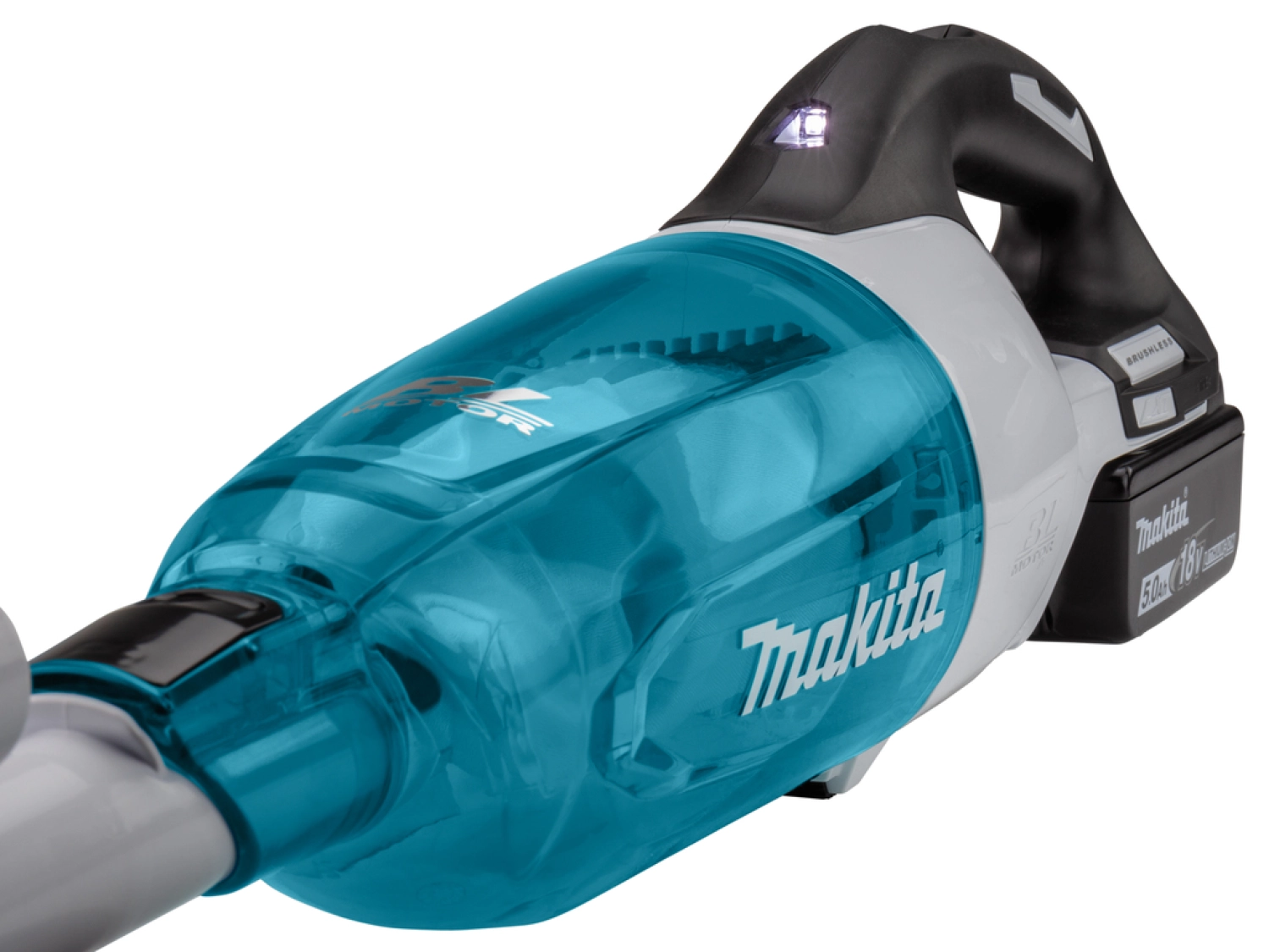 Makita DCL281RTWX - Aspirateur balai sans-fil - 18V Li-ion - kit (1x 5,0h) - 1500L / min - Brushless - blanc-image