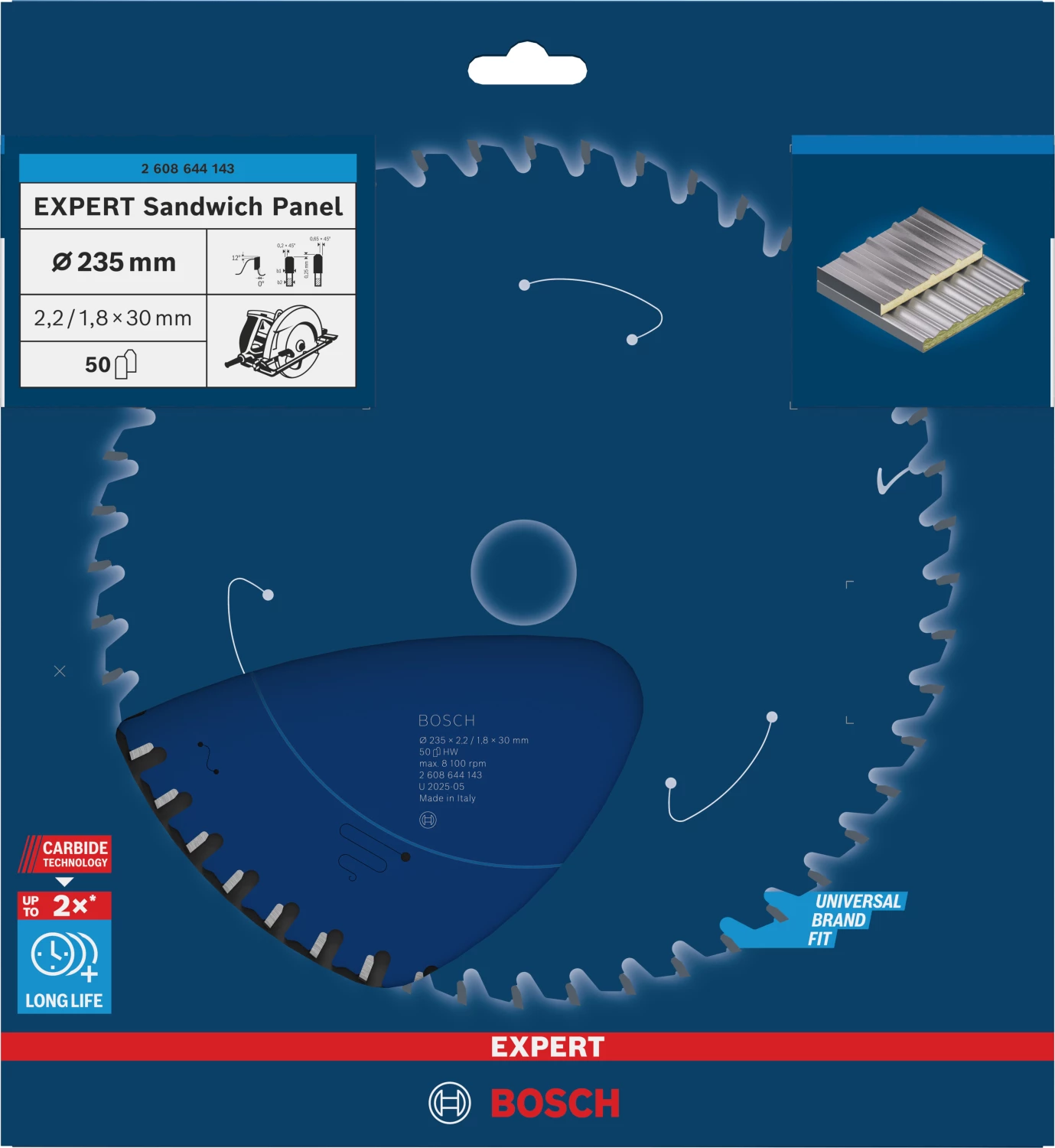 Bosch 2608644143 Expert Cirkelzaagblad - 235 x 30 x 50T - Sandwich Panelen - Carbide-image