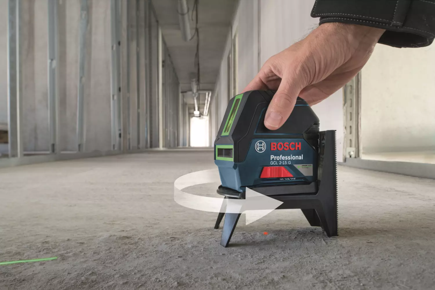 Bosch GCL 2-15 G Kruislijnlaser met loodlijnfunctie + wandhouder in koffer - 15m - groen-image