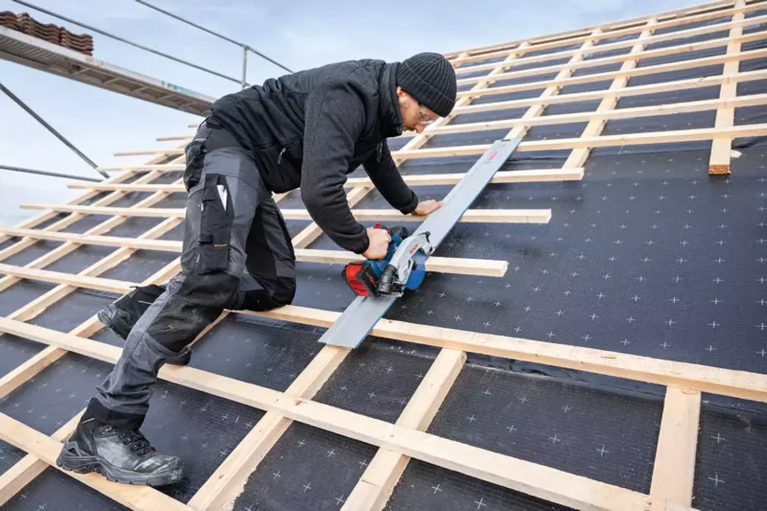 Bosch GKS 18V-57-2 GX 18V accu Cirkelzaag body inclusief FSN X 440 geleiderail - 165mm-image