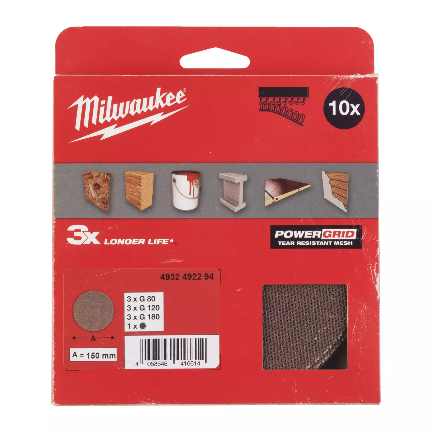 Milwaukee 4932492293 Kit de 10 disques abrasifs et tampons - K80, K120 et K180-image