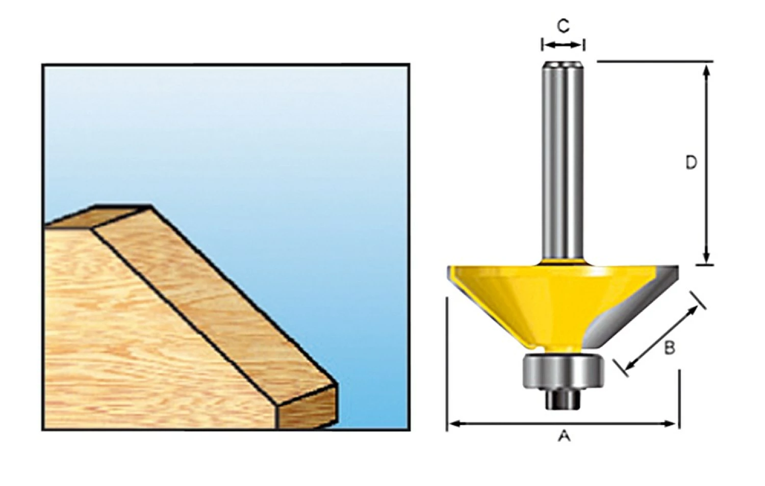 Makita D-09488 Fasefrees met kogellager - 45° - 26mm - 6mm-image