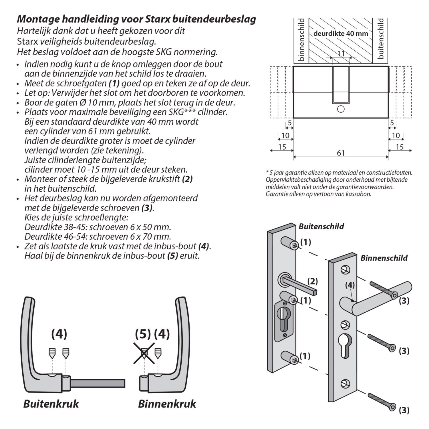 Starx 86.101.37 Veiligheidsbeslag - Krukgarnituur - SKG3 - Langschild - Aluminium - Zwart-image