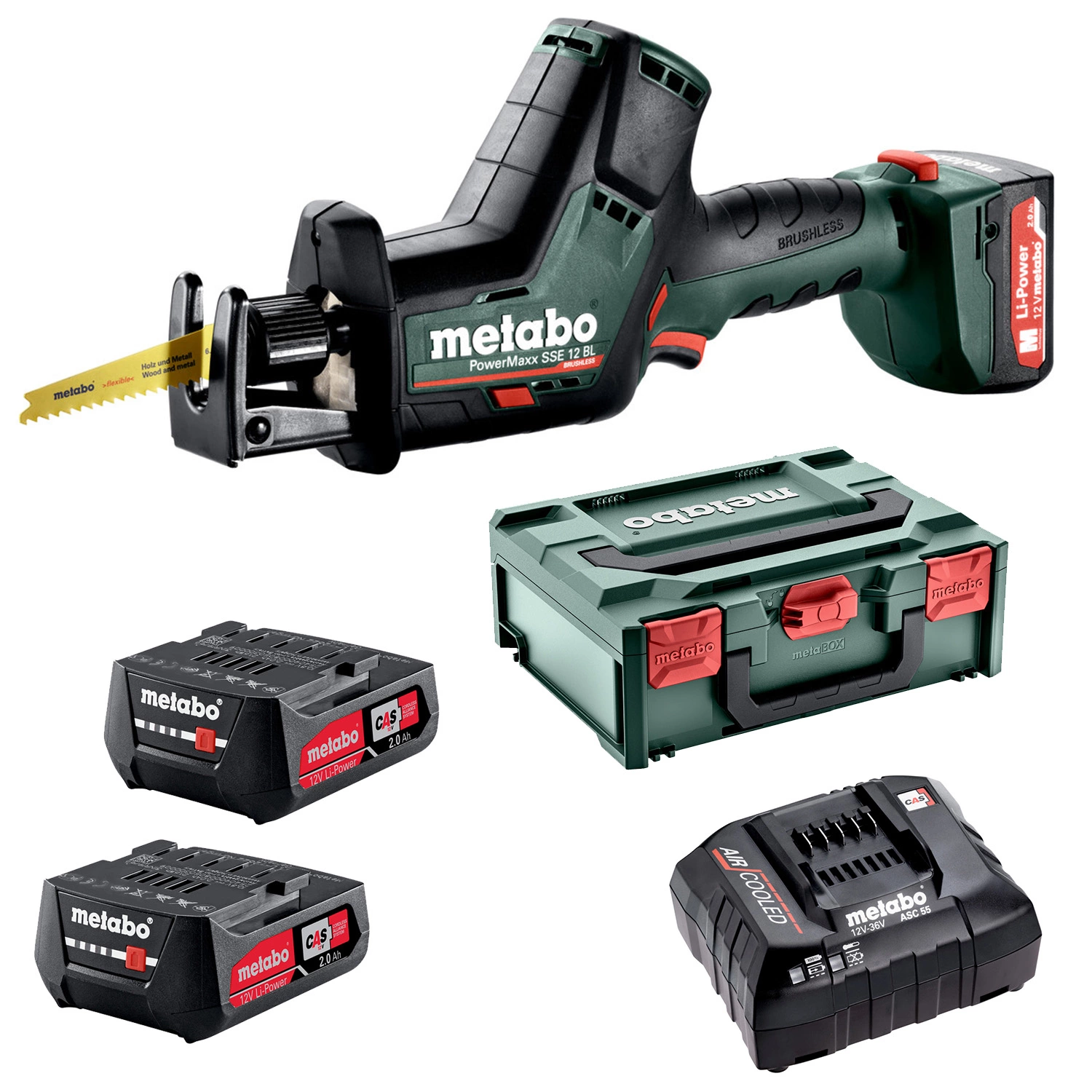 Metabo PowerMaxx SSE 12 BL 12V Li-Ion accu reciprozaag set (2x 2,0Ah accu) in koffer-image