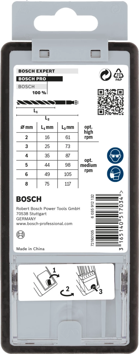 Bosch 2607019923 - Set 7 pièces mèche à bois hélicoïdal Robust Line à queue six pans 2; 3; 3; 4; 5; 6; 8 mm-image