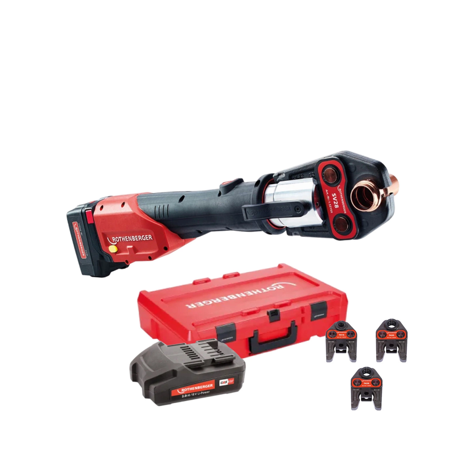 Rothenberger 1000001925 Romax 4000 18V accu perstang set (1x 4.0Ah accu + lader) incl. TH bekken - 16-20-26mm - CAS-image