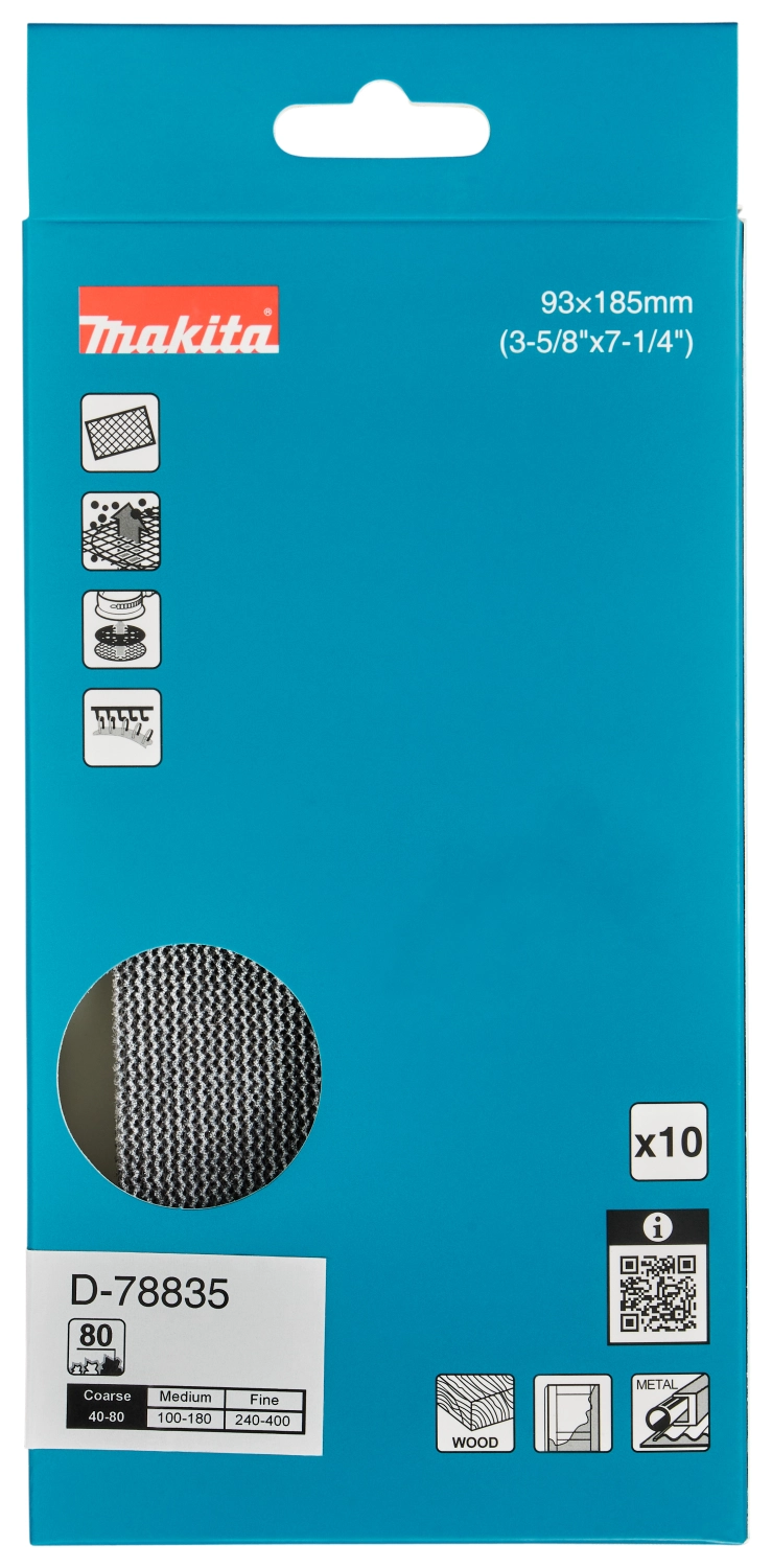 Makita D-78835 Grille de ponçage 93x185mm - K80 (10 pièces)-image