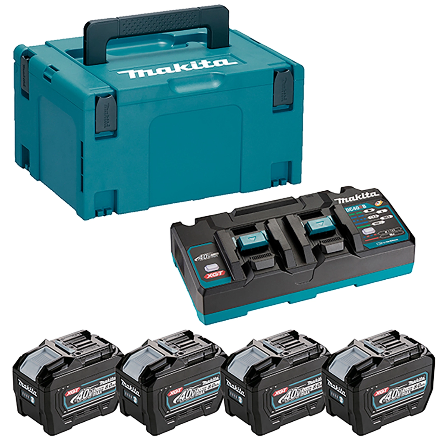 Makita 1910A8-3 40V XGT Li-ion accu starterset (4x 8.0Ah) + duolader in Mbox-image