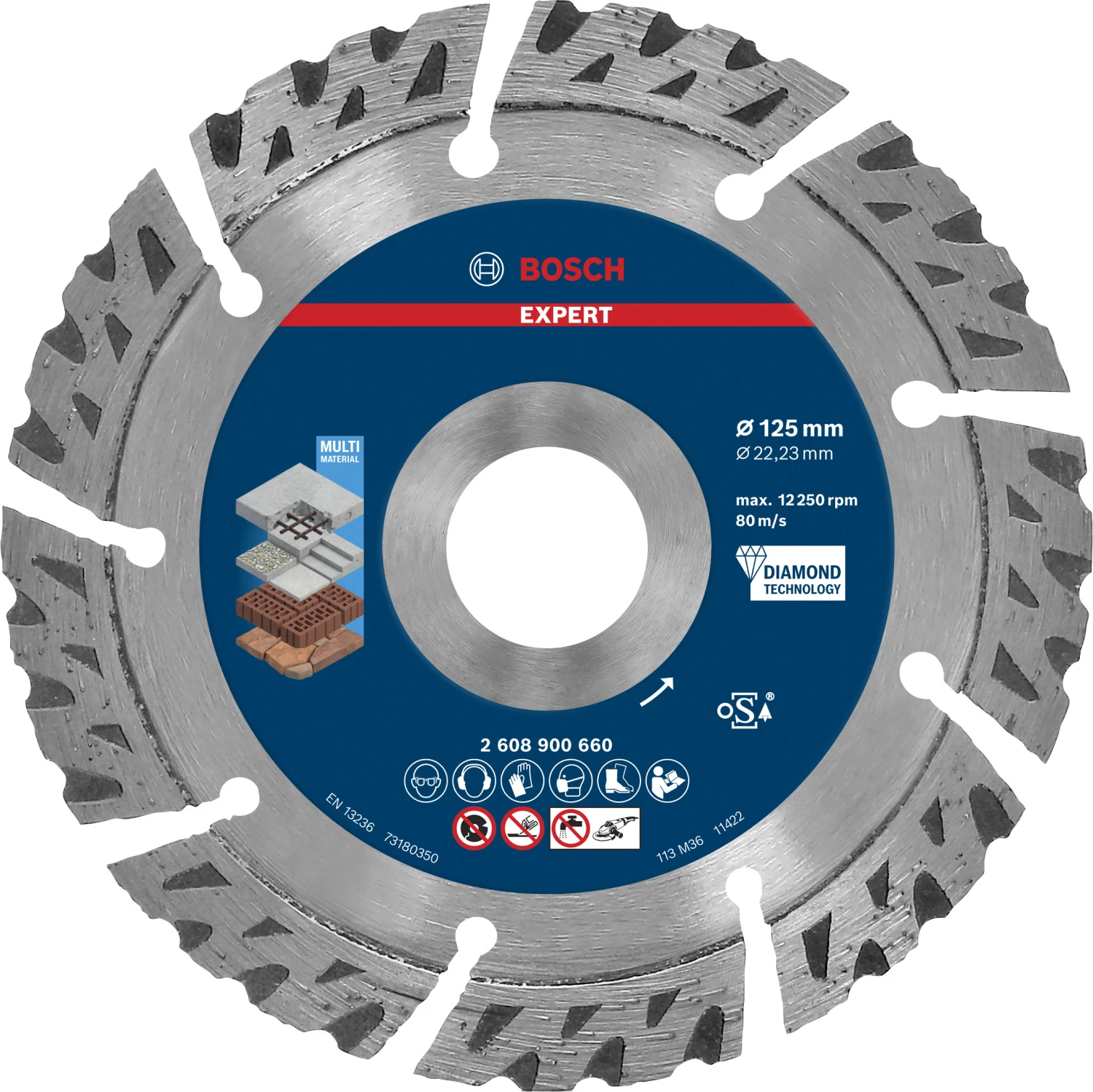 Bosch 2608900660 EXPERT Disque à tronçonner diamanté - MultiMatériau - 125 x 22,23 x 2,2 x 12 mm-image