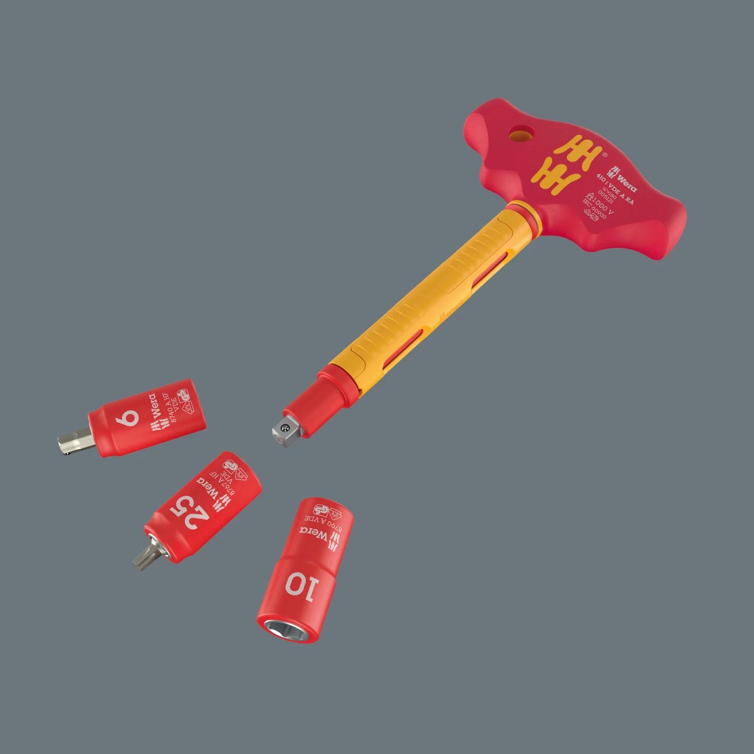 Wera 05005121001 410 i VDE A VDE Geïsoleerde Adapterschroevendraaier met T-greep en ratelfunctie - 1/4"-image