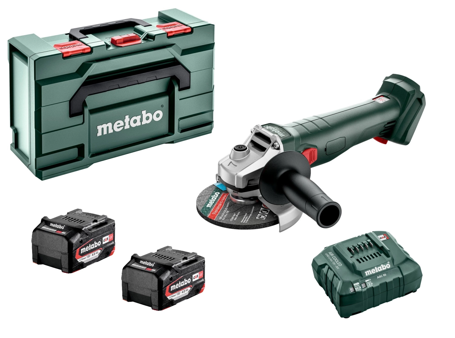 Metabo W 18 L 9-125 SET DE BATTERES DE BATTERES LI-ION (2X 4AH) dans Metabox-image